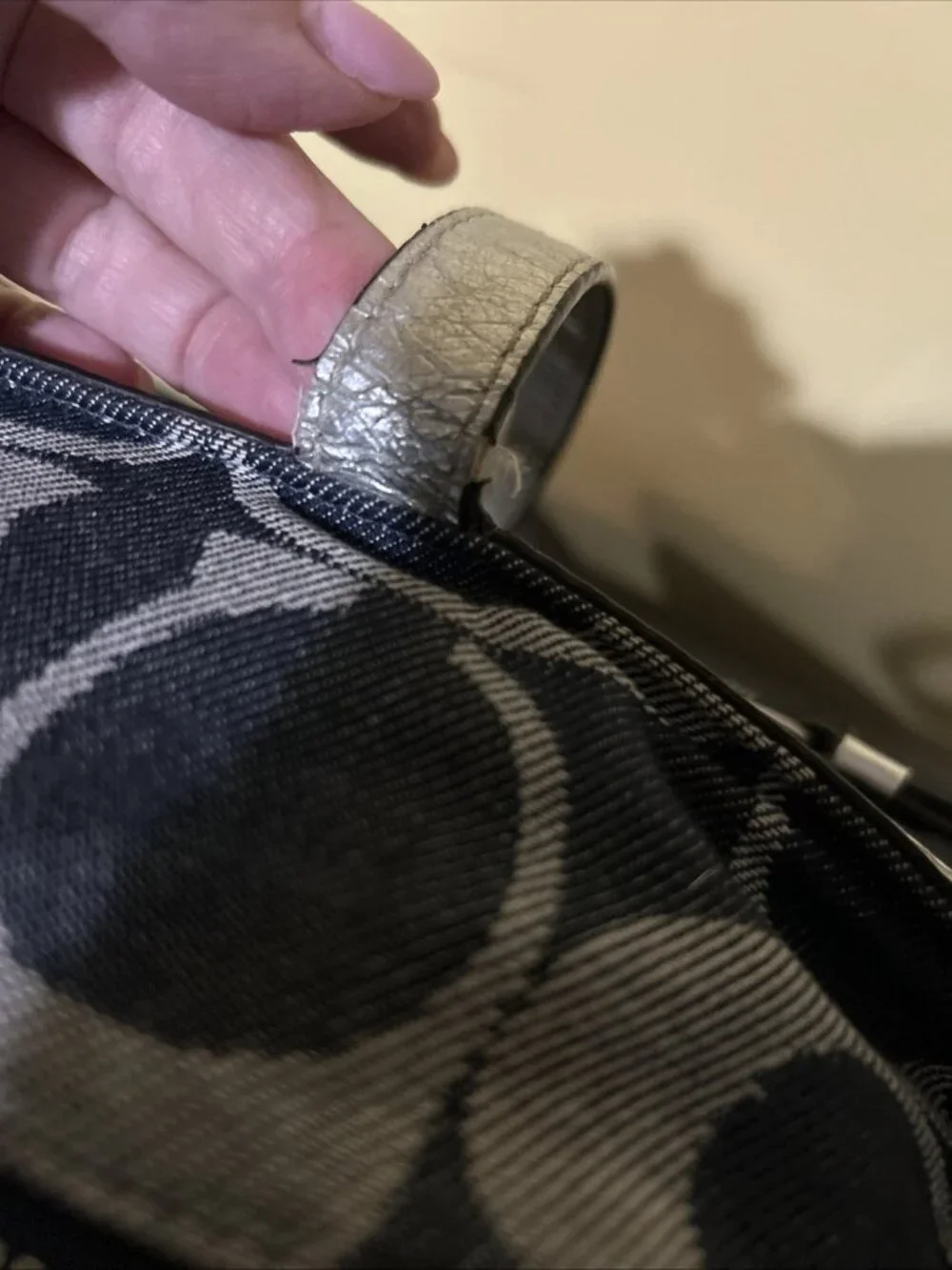 Coach XL Denim Signature Stripe Tote Weekender Diaper Bag F17443 Large Handbag
